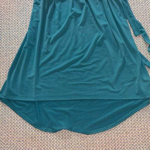 Ava & Viv aqua green Faux wrap double v hi lo Dress X new nwt - Picture 2 of 5
